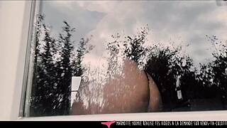 your hot lingerie neighbor strips naked by the window and fingers herself wildly for voyeurs