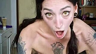 Thin Petite 18+ Super Skinny Cowgirl Rides to Squirting Orgasms Tattoo Tits