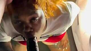 Big ass ebony bent over in Beale Street garage takes sloppy creampie doggystyle from huge cock