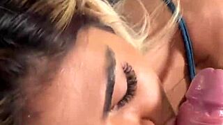 busty skinny brazilian 18yo's first bj casting slobbers deep on huge cock 😍💦