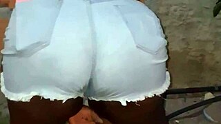 Chubby Black Neighbor's Huge Ass Cleaning Yard