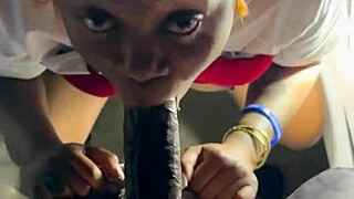 Big ass ebony bent over in Beale Street garage takes sloppy creampie doggystyle from huge cock