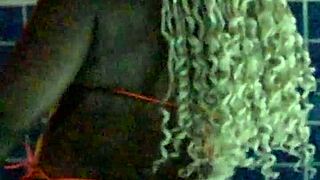 curvy ebony milf's dripping pussy takes ripped clothes quickie pounding