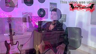 nana's cosplay throat gags on thick cock then skinny slut rides hard