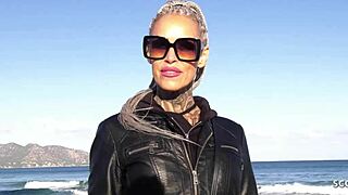 my slim tattooed german milf ass gets no condom hotel pounding cumshot on it