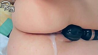 cute shaved pussy creams up close with vibrator solo play