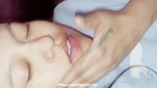 omg huge cumshot facial on natural tits close up pov blowjob 💦🍆