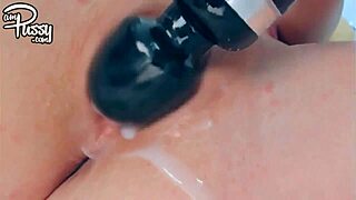cute shaved pussy creams up close with vibrator solo play