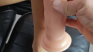 she slides that 10 inch toy deep into her pierced nipple pussy close up part 1 dirty play