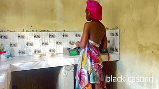 i fuck my skinny ebony house help petite maid in kitchen riding monster cock cuz wife not around??