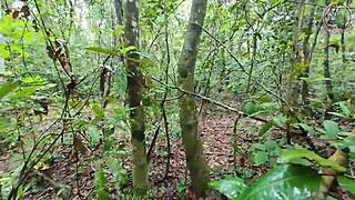 hey girl out mushroom picking in woods suddenly squats to pee thai audio