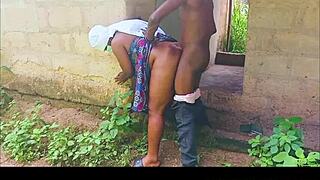 Watch My African Stepbrother Pound This BBW Black Big Tits Whore Bent Over in Leaked Outdoor Doggystyle Frenzy