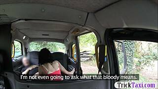 Fake driver rams monster cock into pierced clit shaved pussy outdoors