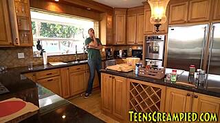 Amateur teen fingers wet pussy before riding massive black cock deep