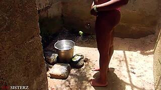 German ebony milf bent over for outdoor cumshot doggystyle