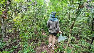 hey girl out mushroom picking in woods suddenly squats to pee thai audio