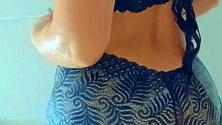 gorgeous tanned latinas shower off after pool getting wet and horny