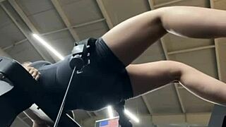 i'm shaking from cumming hard fingering my fat teen ass and big natural tits in public gym