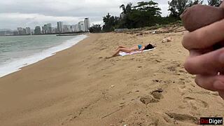 Babe Begs for Cum on Tits During Beach Public Flashing