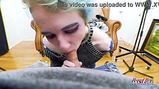 petite exotic coed raven rubs shaved twat sucks cock for jizz