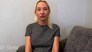 Pathetic loser handcuffed for milf Stella's dominating footjob humiliation