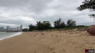 Babe Begs for Cum on Tits During Beach Public Flashing