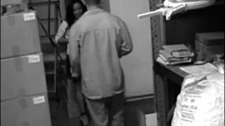 Hot Babe Sucks Monster Cock Then Fucks Pussy Hard in Hidden Stock Room Cam!