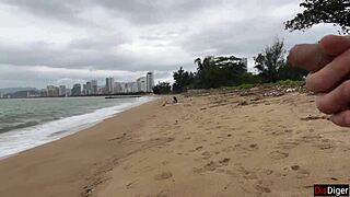 Babe Begs for Cum on Tits During Beach Public Flashing