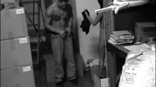 Hot Babe Sucks Monster Cock Then Fucks Pussy Hard in Hidden Stock Room Cam!