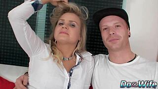 Blonde housewife gets anal creampie from black bull beside cuck hubby