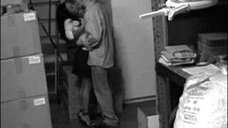 Hot Babe Sucks Monster Cock Then Fucks Pussy Hard in Hidden Stock Room Cam!