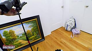 petite exotic coed raven rubs shaved twat sucks cock for jizz