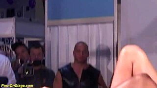 skinny babe takes rough banging from monster cocks on public stage