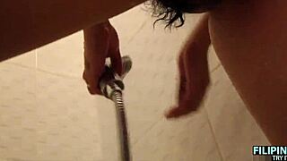asian with hairy pussy showers then fucks her big dick boyfriend doggystyle