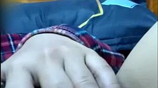 Filipina Roommate's Big Pussy Dripping in Dorm Video Call Fuck for Crypto Cumshot