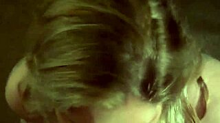 sexy milf kneels sucking her husband's cock right to explosive climax