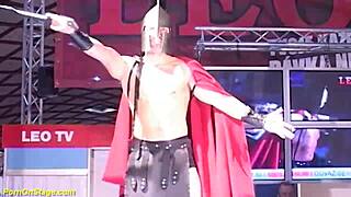 skinny babe takes rough banging from monster cocks on public stage