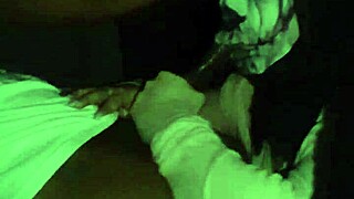 wife in mask gives wet sloppy nasty deepthroat on huge bbc