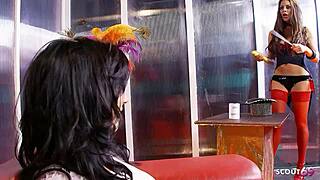 intense lesbian fff threesome milfs big tits dildo lingerie orgy