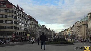 Hot Prague brunette picked up for cash turns into wild outdoor cuckold pounding