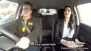 guy pounds pierced examiner's cunt hard in the car