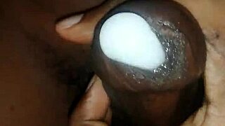 Horny indian milf milks massive black cock to explosive cumshot closeup