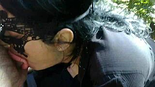 Chubby indian milf slave sucks cumshot facial from kinky bdsm master