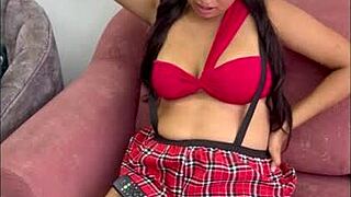 Latina babysitter sucks cock after acrobatic help for her huge ass sis