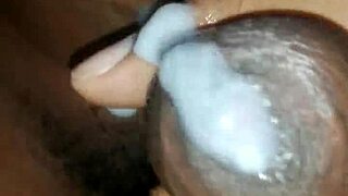 Horny indian milf milks massive black cock to explosive cumshot closeup