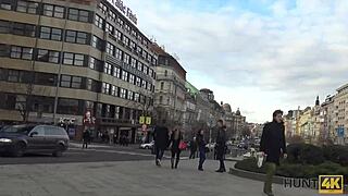 Hot Prague brunette picked up for cash turns into wild outdoor cuckold pounding