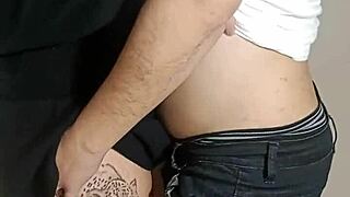 she sneaks anal creampie with bartender in pantry bent over ripped clothes doggystyle humiliation cuckold