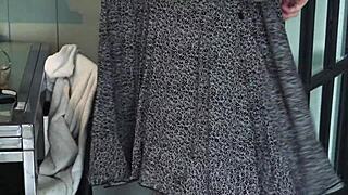 teasing her wet pussy lips and clit before work rush hour.