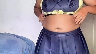 getting ready for cosplay con as varesa from genshin impact in sexy ebony bbw curvy costume