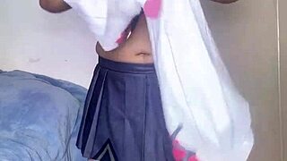 getting ready for cosplay con as varesa from genshin impact in sexy ebony bbw curvy costume